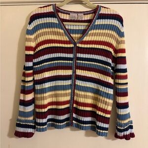 Charter Club Colorful Striped V-Neck Cardigan